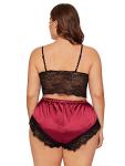 Plus Size Lace Trim Bralette and Shorts Set