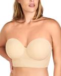 Beige Strapless Longline Bra for Plus Size