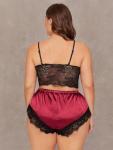 Plus Size Lace Trim Bralette and Shorts Set