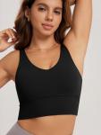 ODODOS Women's Black Longline Sports Bra - Medium