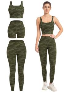 3 Piece Women's Workout Set with Leggings and Bra