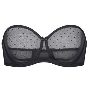 DOBREVA Women's Strapless Bra See Through Sheer Underwired Bras Unlined Plus Size Black 38E