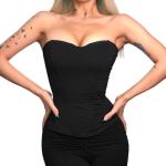 Off-Shoulder Black Fishbone Corset Bodyshaper Top