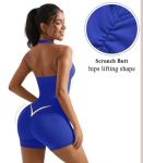 OMKAGI Women's Halter Sports Bra & Biker Shorts