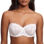 DOBREVA Women's Lace Strapless Bra See Through Unlined Sheer Convertible Underwire Plus Size Bras White 36F