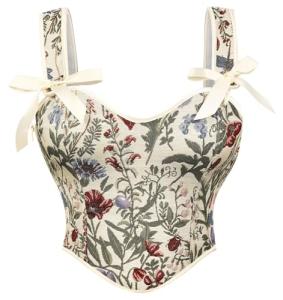 Floral Lace-Up Corset Top for Women