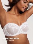 DOBREVA Women's Lace Strapless Bra See Through Unlined Sheer Convertible Underwire Plus Size Bras White 36F