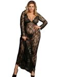 Plus Size Lace V Neck Babydoll Sleepwear Set