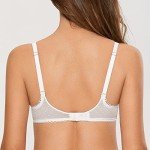 DOBREVA Women's Sexy Lace Balconette Bra Unlined Underwire Open Half Cup Bra See Through Sheer Balcony Bra White 36D