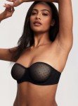 DOBREVA Women's Strapless Bra See Through Sheer Underwired Bras Unlined Plus Size Black 38E