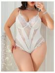 Plus Size Lace Sheer Bodysuit Teddy Nightwear