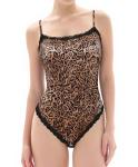 Lace Bodysuit with Tummy Control and Leopard Print