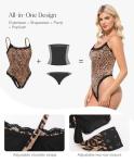 Lace Bodysuit with Tummy Control and Leopard Print