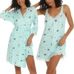 Sexy V-Neck Lace Nightgown and Robe Set