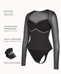 Plus Size Black Long Sleeve Mesh Bodysuit