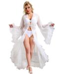Plus Size White Sheer Tulle Lace Robe