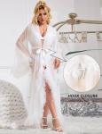 Plus Size White Sheer Tulle Lace Robe
