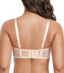 DotVol Women's Sexy Strappy See Through Lace Bra Plus Size Unlined Underwire Everyday Bra(Beige, 44D)