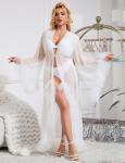 Plus Size White Sheer Tulle Lace Robe