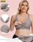 Seamless Wireless Front Closure Bra in Grey, 3XL