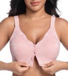 Pink Wireless Daisy Front Closure Bra for Women 3XL
