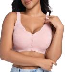 Pink Wireless Daisy Front Closure Bra for Women 3XL
