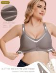Seamless Wireless Front Closure Bra in Grey, 3XL