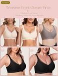 Seamless Wireless Front Closure Bra in Grey, 3XL