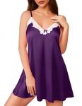 Silk Lace Trim Babydoll Nightgown for Women