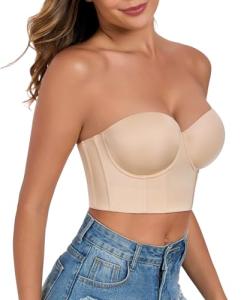 Lemorosy Plus Size Strapless Longline Bra