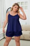 Plus Size Satin Pajamas Set with Ruffle Shorts