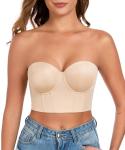 Lemorosy Plus Size Strapless Longline Bra