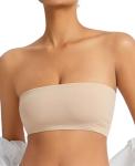 Seamless Beige Strapless Wireless Bandeau Bra