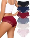 LEVAO Women's Lace Cheeky Bikini Panties 6 Pack