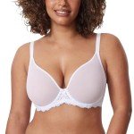 Delimira Women's Mesh Sheer Bra Full Coverage Underwire Unlined See Through Plus Size Bras White 38E