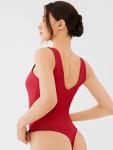 Reoria Women's Backless Deep V Bodysuit in Red