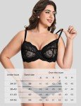Deyllo Women's Plus Size Bra Full Coverage Minimizer Lace See Through Non Padded Unlined Underwired for Heavy Breasts(Black,44H)