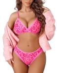 Avidlove Leopard Print Lace Bralette and Thong Set