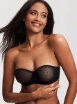 DOBREVA Women's Strapless Bra See Through Sheer Underwired Bras Unlined Plus Size Black 38E