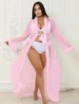 Sheer Pink Feather Fur Bridal Robe Nightgown