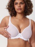 Delimira Women's Mesh Sheer Bra Full Coverage Underwire Unlined See Through Plus Size Bras White 38E
