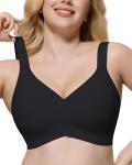 Wireless Push-Up Bra for Full Support, Black 3X