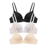 3-Piece Wireless Plunge T-Shirt Bra Set