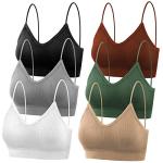 6 Pack V Neck Padded Bralettes for Women