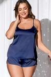 Navy Blue Silk Pajama Set for Women