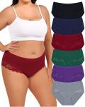 LEVAO Plus Size Cotton Cheeky Lace Hipster Panty 6-Pack