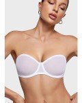INLYRIC Women's Sheer Strapless Bra Mesh Unlined See Through Bra Underwire Sexy Plus Size Multiway Bra White 34E