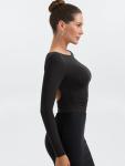 PINKMSTYLE Women's Backless Long Sleeve Bodysuit Black