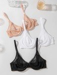 Deyllo Women's Sheer Mesh Lace Unlined Underwire Bra Sexy See-Through Demi Bralette(Black,38E)