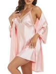 Moreone Women's Silk Pajama Set with Lace Cami